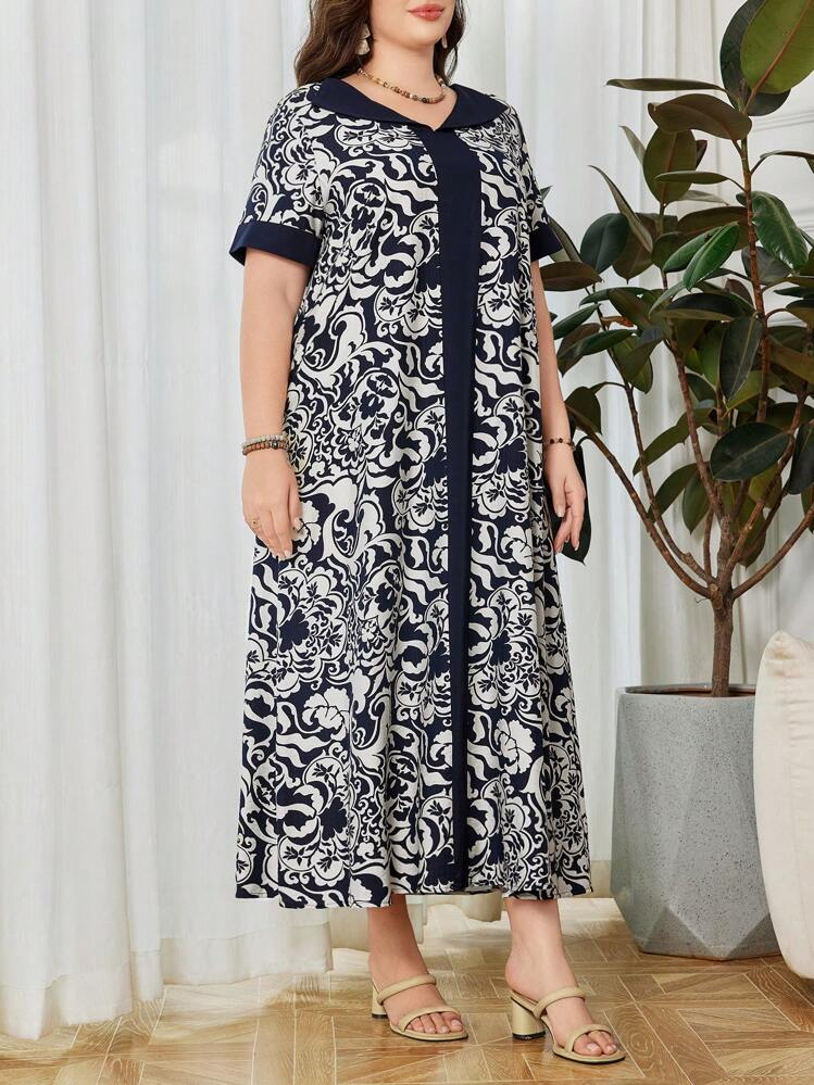 Lacomfia فستان كاجوال يومي طباعة زهور عشوائية، تصم...