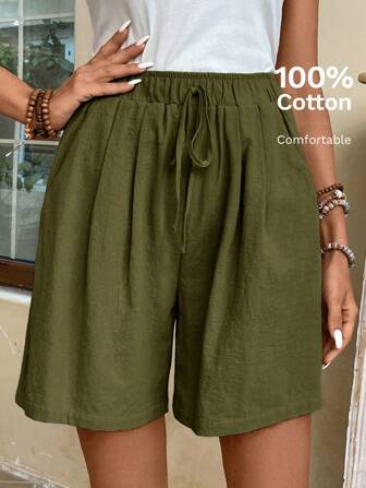 EMERY ROSE Tie Waist Wide Leg Shorts