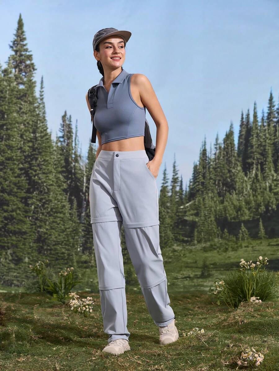 In My Nature Women's Solid Color Sleeveless Slim Fit Short Sports Polo Shirt