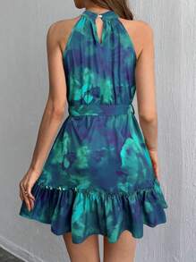 SHEIN Privé 女士优雅网眼花朵亮片迷你连衣裙，多色 - 彩色 - 查看 3