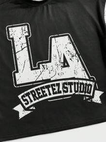 Manfinity VCAY Men's Digital Print Loose Short Sleeve Crew Neck T-Shirt Set - Black - View 7