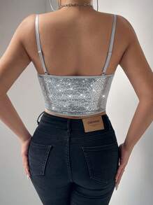 Allurite Women's Lace Insert Minimalist Slim Fit Casual Spaghetti Strap Camisole