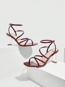 CUCCOO SZL Sandalias de tacón alto de unicolor minimalistas de moda marca CUCCOO para primavera y verano, sandalias con plataforma