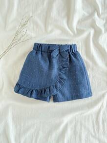 Vintaside Kids Young Girl Ruffle Trim Summer Skirt, Fashionable Versatile Fitting For Vacation And Gatherings - Blue - View 1