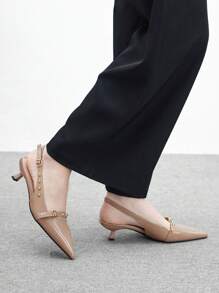 CUCCOO BIZCHIC Women's Red Studded Pointed Toe Flat Shoes Spring Break Easter - Apricot - View 2