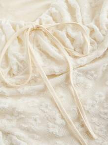 SHEIN MOD 女士杏色背心和蕾丝长款美人鱼裙套装，春季优雅装扮，老钱女人，女士朴素连衣裙 - 杏色 - 查看 3