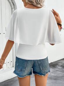 Breezaya Nuevas blusas de mujer de punto elegantes y casuales con botones y parches de malla de unicolor, para primavera/verano