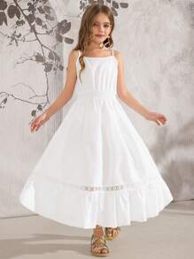 SHEIN 2pcs/Set Tween Girls Floral Collar Trim Cropped Long Sleeve Top And Sleeveless Dress - Multicolor - View 5