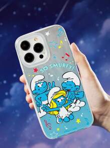 SHEIN X The Smurfs 时尚渐变卡通图案手机壳 - 銀色 - 查看 5