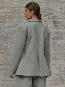 MUSERA Áo blazer dáng rộng, chất liệu dệt, cài một nút, có túi hai bên, kiểu dáng thanh lịch, thích hợp cho công sở, đi nghỉ hè, xuân, lễ tốt nghiệp, dạ hội, đám cưới, sinh nhật. - Xám - Xem 3