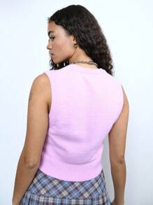 COUREZ Shrunken Knitted Vest /Y2K Sexy - Pink - View 2