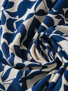 SHEIN Clasi 大码女式情人节撞色印花编织阔腿裤，常规款式，春夏季度假，适合圣帕特里克节狂欢、节日、春假波西米亚风服装 - 藍色 - 查看 3