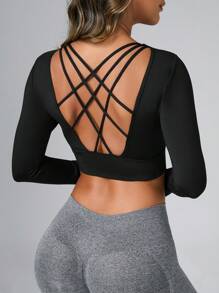 Easithlete Camo Print Letter Tape Panel Sports Tank Top Gym Topworkout Tank Top - Black - View 5