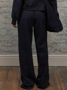 MUSERA Mid Rise Elasticated Thick Waistband Drawstring Wide Leg Sweatpants Vacation Summer Sexy - Dusty Blue - View 3