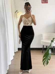 Calvaya Vestido elegante y sexy con tirantes 3D con estampado floral