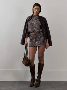 MUSERA Knit Sleeveless Raw Hem Drawstring Waist Vest Top - Multicolor - View 4