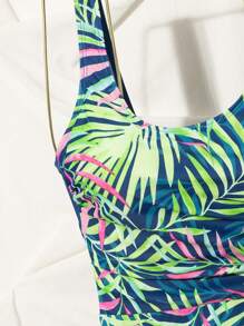 SHEIN Swim Tropical Print Ruched Waist A-Line Skirt Bikini Set, Modest Mature Swimsuit For Women, Beach Vacation Two Pieces - Multicolor - View 7