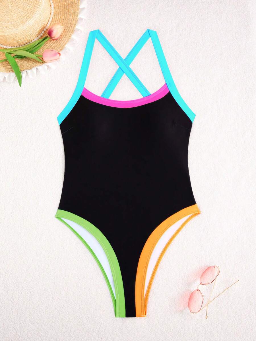 Swim SPRTY Summer Beach Women's Colorblock Vicky One Piece Swimsuit - Multicolor - View 1