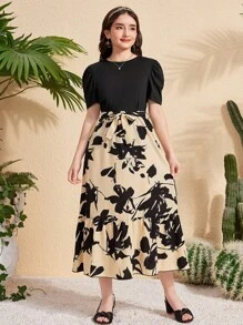 2pcs/Set Teen Girls Vintage Americana Leopard Print Tank Top And Long Pants Set - Black and White - View 1
