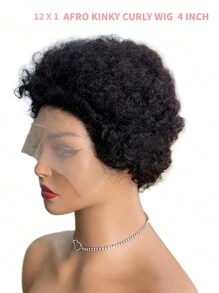 Tóc giả Afro Kinky Curly Transparent Lace Frontal Wigs Tóc giả xoăn ngắn tự nhiên được nhổ sẵn Tóc giả bằng tóc thật Tóc giả chất lượng hàng đầu dành cho phụ nữ Sử dụng hàng ngày Mũ thoáng khí Tóc giả bằng tóc người thô chưa qua xử lý Màu đen 4 inch - Natural Black - Xem 6