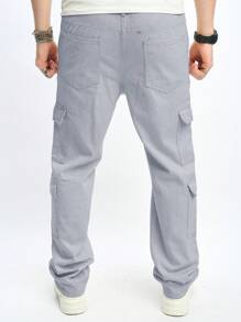 Manfinity LEGND Men's Solid Color Pocket Simple Straight Leg Jeans, Casual Daily Wear - Grey - View 2