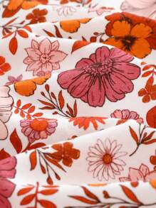 Cozy Pixies Baby Girl Soft Knitted Floral Print Short Sleeve Bodysuit