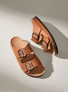 Solecia Women Buckle Design Fashion Casual Flat Loafers For Daily Wear Spring Shoes Spring Break Easter - Brown - View 1