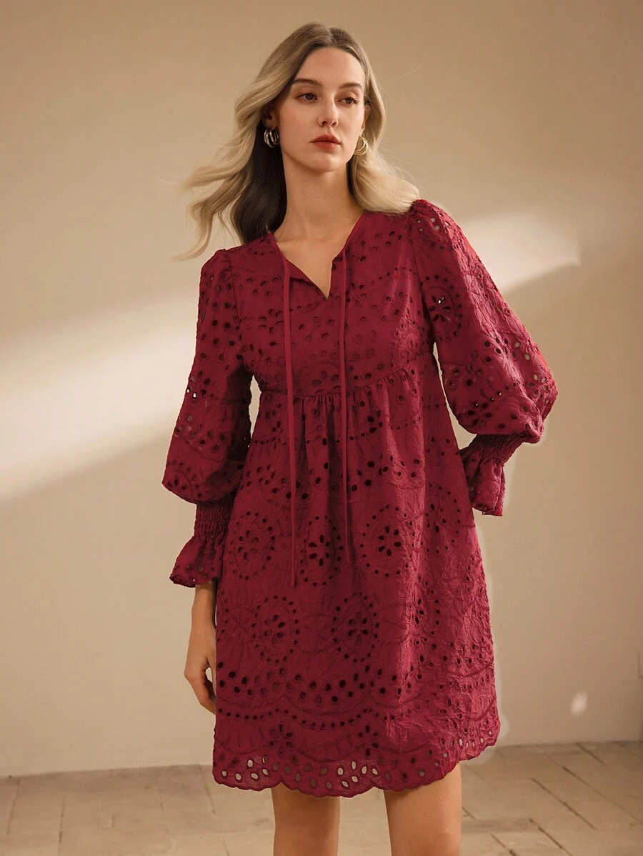 SHEIN Clasi Women Short Casual Dress, Simple And Fashionable For Daily Wear - Burgundy - View 1