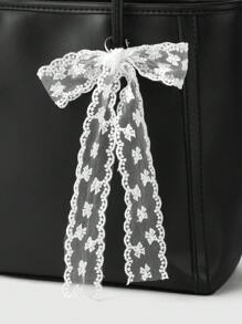 ROMWE Kawaii 3 sztuki/zestaw zawiera ręcznie robione sztuczne perły, kokardkę, kryształowy brelok CCB w kształcie serca, biała koronka, haftowana kokardka, 200 cm, różowa wstążka, akcesoria do włosów, odpowiednie dla dziewcząt/kobiet, świetne jako codzienny ubiór lub prezent świąteczny