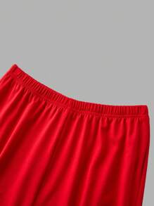 2 件套少女心形和字母印花短袖上衣和喇叭裤 - 紅色 - 查看 7