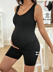 SHEIN Mono informal de maternidad de unicolor y silueta delgada