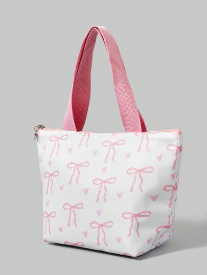 Kawaii Bow Printed Fashionable Kawaii Large Capacity Insulated Lunch Bag