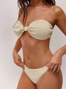 Forever 21 Sexy Vacation Elegant Apricot Texture Swimwear - White - View 5