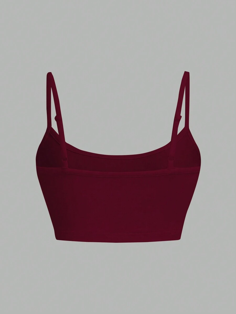 SHEIN EZwear 1 chiếc áo hai dây gợi cảm màu đỏ tía thường ngày dành cho nữ, phù hợp cho mùa hè - Màu Đỏ Sâu - Xem 1