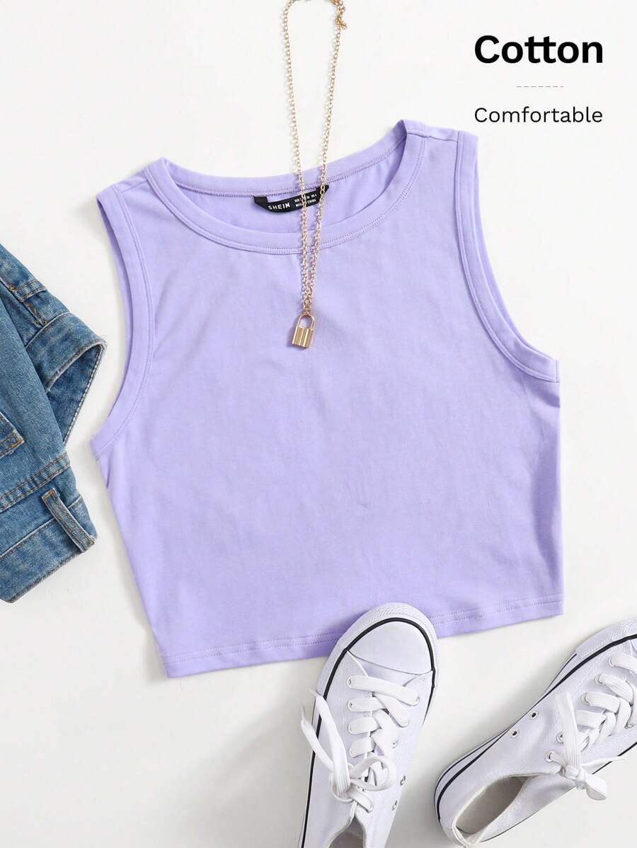SHEIN EZwear Solid Crop Tank Top