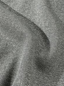 SHEIN Swim 2pcs Elegant Vacation New Arrival Deep Grey Silver Thread Fabric Spaghetti Strap Silver Ring Tie Swimsuit Set For Women