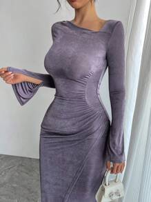 DAZY Women's Asymmetric Shoulder Sequin Dress Prom Dress Elegant,Formal Women Dresses,Fall Dress - Purple - View 1