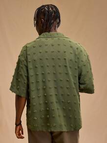 Forever 21 Camicia boxy oversize e accorciata da uomo in jacquard geometrico verde