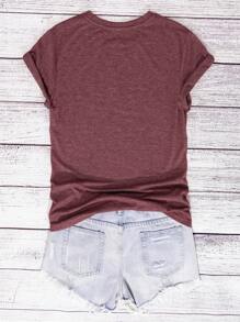 INAWLY Not Perfect Just Forgiven Slogan Graphic Regular Crew Neck Short Sleeve T-Shirt For Women - Redwood - View 2