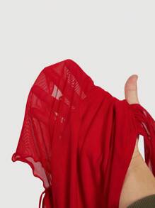 SHEIN MOD Red Cute Tie Up Women T-Shirt, Casual Top, Fashionable Blouse,Valentine Outfits,Valentine Outfits