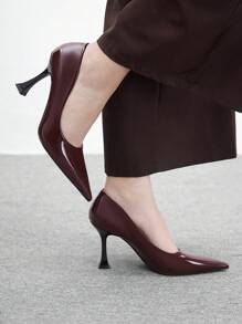 CUCCOO BIZCHIC Women's Pointed Toe Glossy Daily Wear High Heel Pumps - Brown - View 4