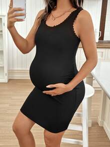 SHEIN Pregnant Women Casual Solid Color Sleeveless Bodycon Dress