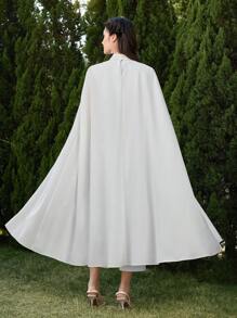 Modelyn Damen Strass Kragen Umhang Poncho und elegantes 2-teiliges Kleid Set