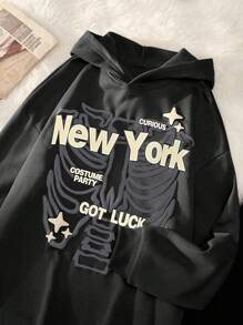 Teen Boy Casual Skull Flame Print Sweatshirt Long Sleeve Sweatshirt - Apricot - View 1