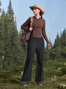 SHEIN Sports Outdoor Wear Women's Hiking Pants For Camping, Hiking, Sports, And City Commuting, Women's Fall & Winter Outdoor Pants - Black - View 6
