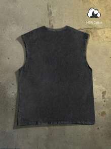 Manfinity EMRG 男式数字印花圆领无袖休闲背心 - 黑色 - 查看 2