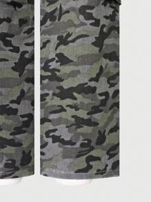 Tween Girl Tween Girl Camouflage Wide Leg Cargo Jeans, Loose Casual Denim Pants - Army Green - View 3