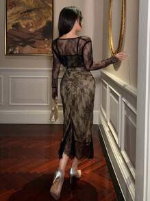 DAZY Women's Sexy Lace City Party 2 Pieces Set, Spring/Summer - Black - View 5