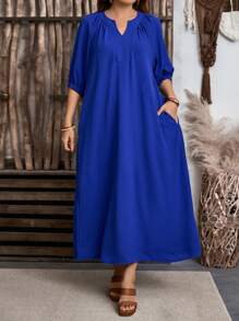 EMERY ROSE 大码女式纯色 V 领休闲长裙