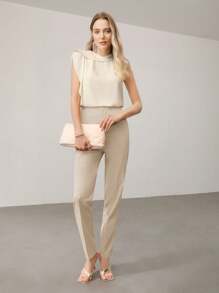 MOTF PREMIUM PRESS CREASE SLANT POCKET SUIT PANTS,BUSINESS CASUAL WOMAN - Apricot - View 5